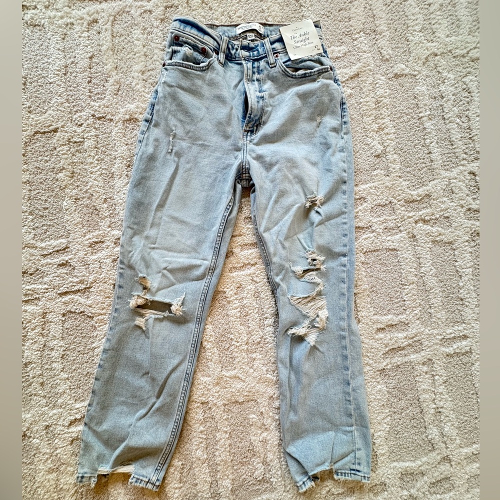 A&F ankle straight ultra high rise curve love